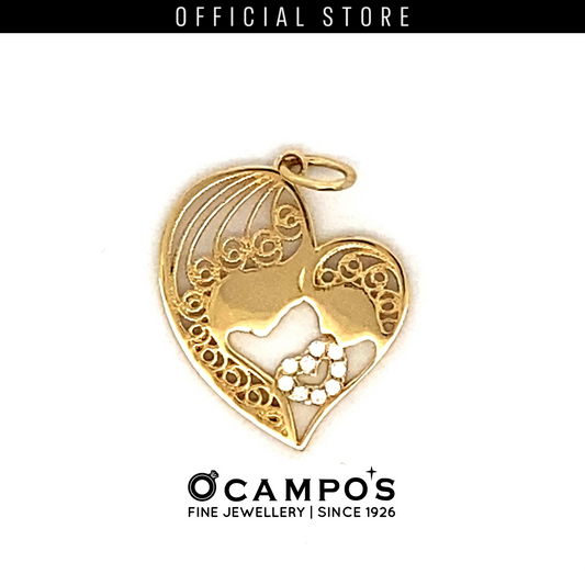 Lusia 18 Karat Yellow Gold Motherchild with Heart Pendant