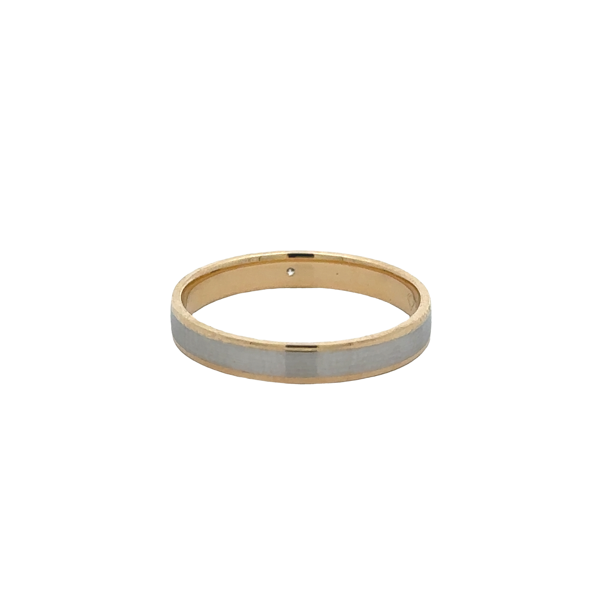 Maelia 18 Karat Yellow Gold Platinum Plain Ring .014 Carat Diamond S-8