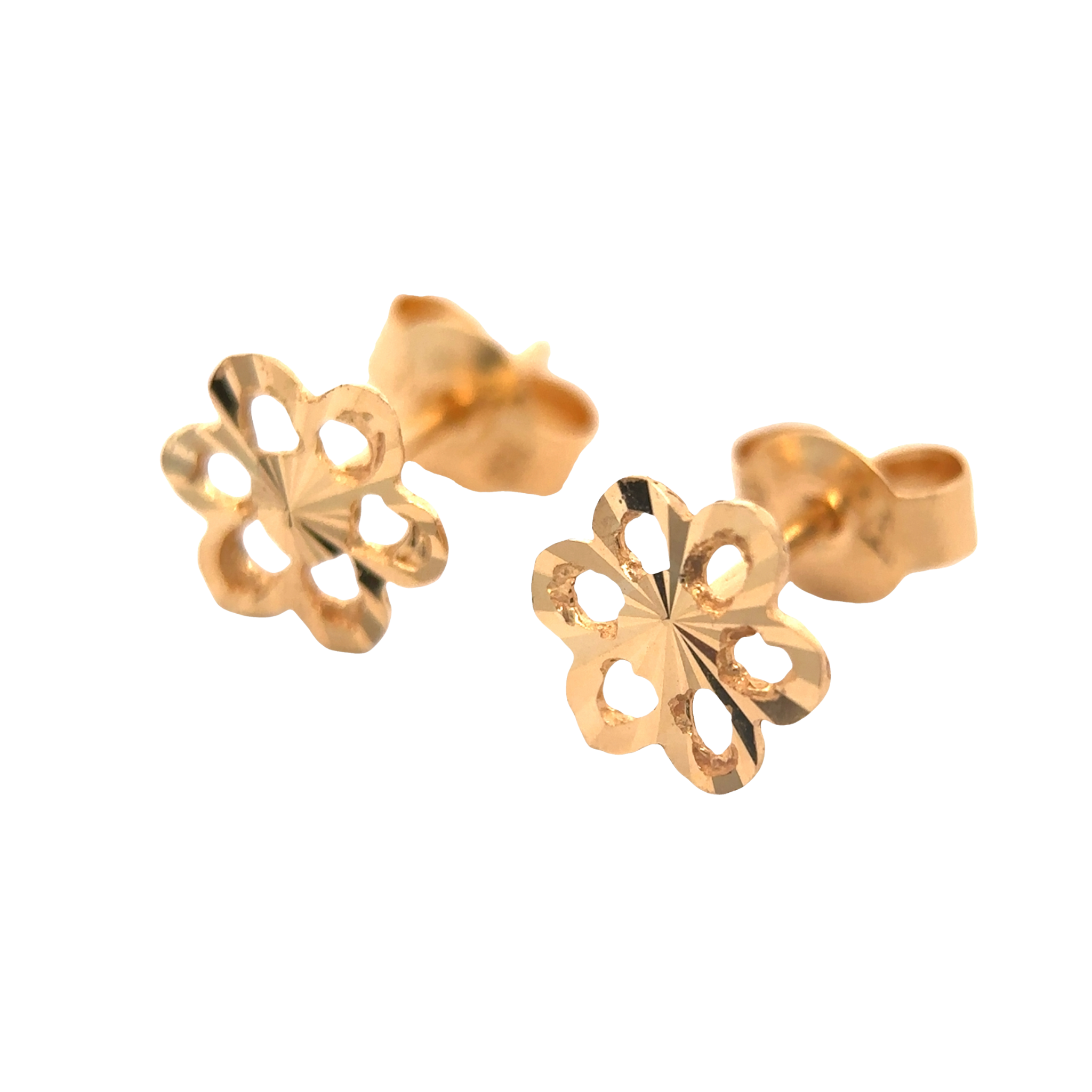 Dorelle 18 Karat Yellow Gold Stud Earring Flower Design