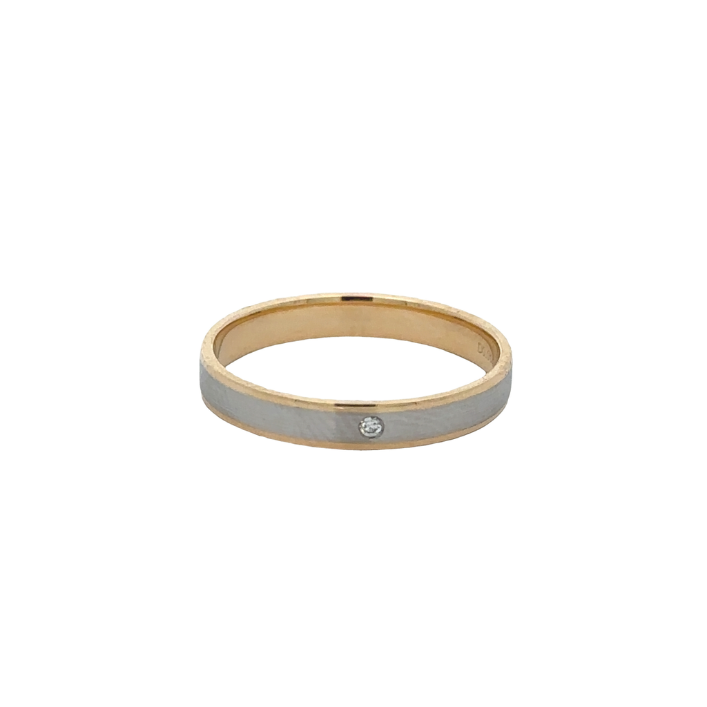 Maelia 18 Karat Yellow Gold Platinum Plain Ring .014 Carat Diamond S-8