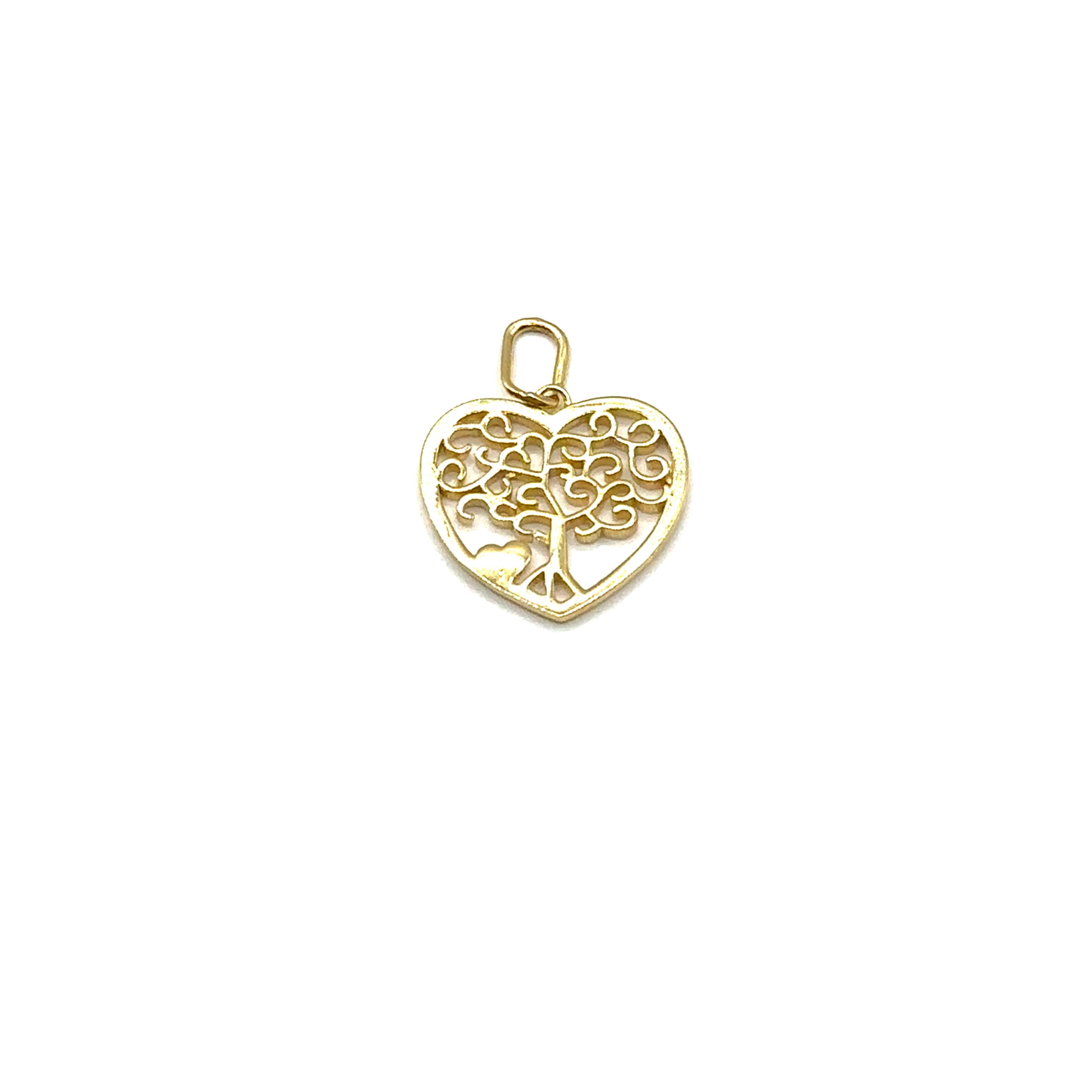 Ophelia 18 Karat Yellow Gold Heart Pendant With Tree Design