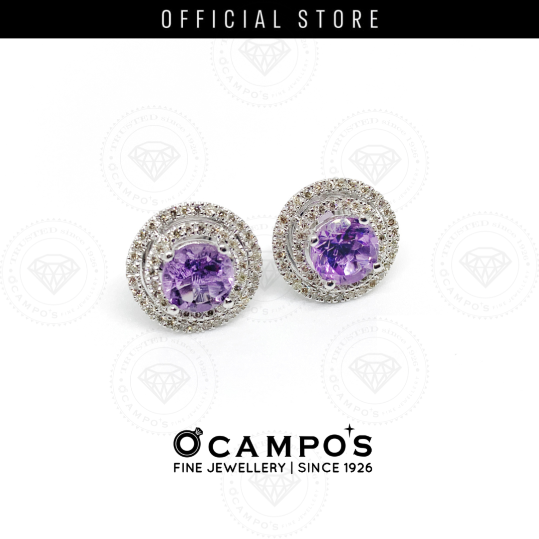 Round Amethyst Celeste White Gold