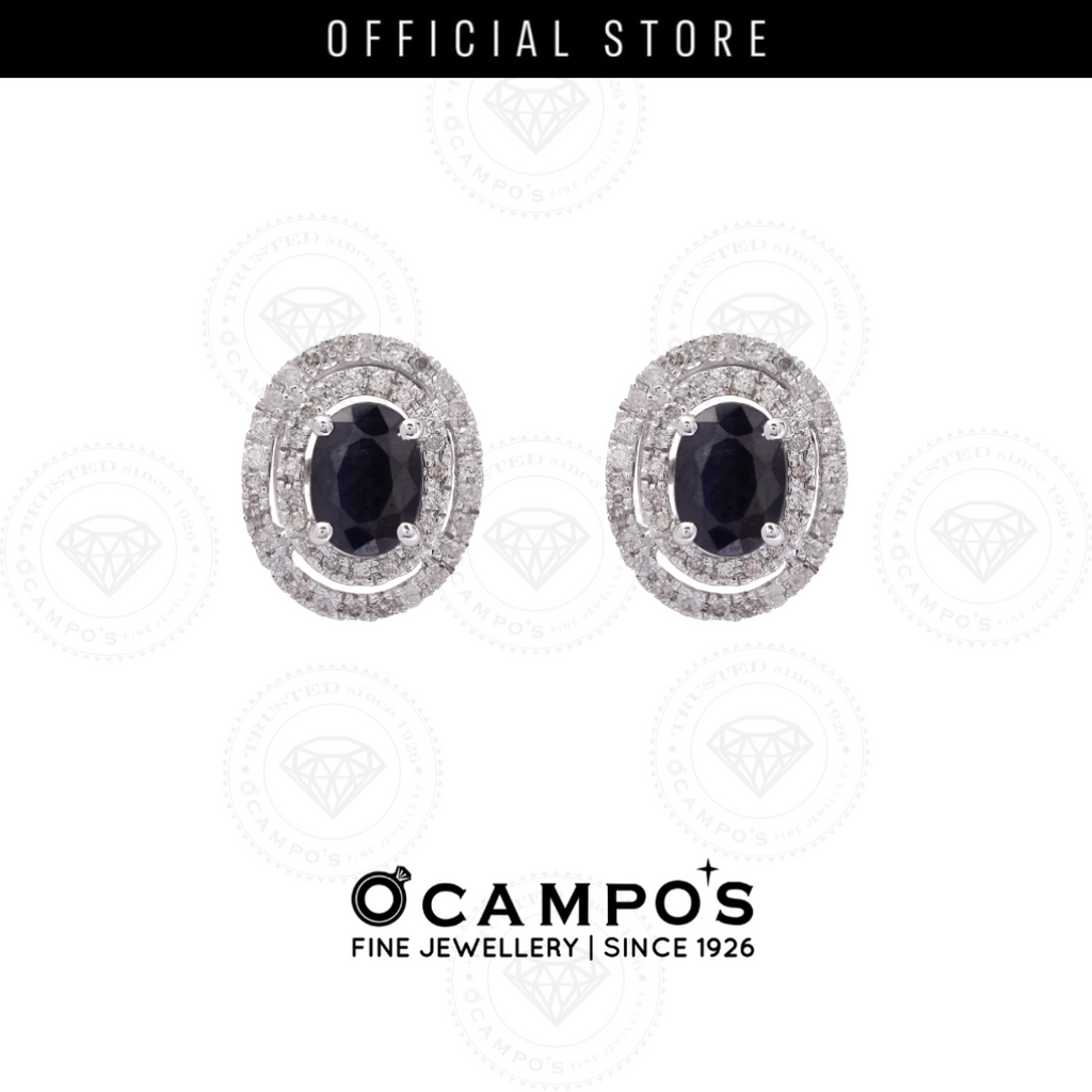 Blue Sapphire Celeste with Diamonds Earrings