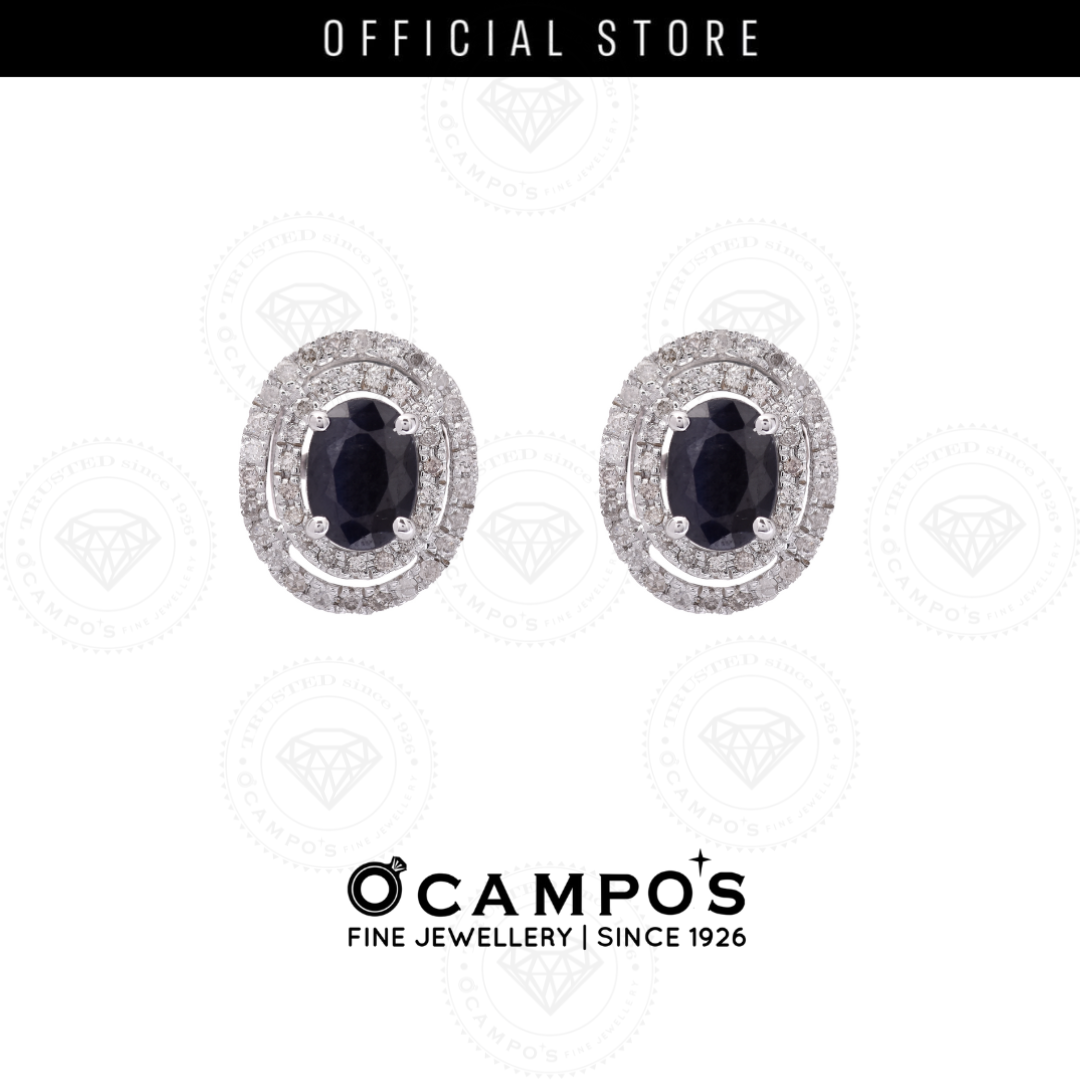 Blue Sapphire Celeste with Diamonds Earrings
