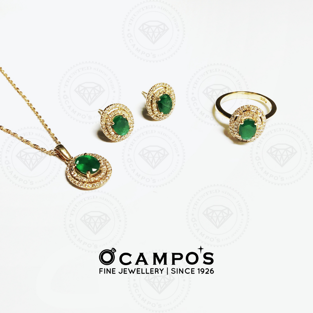 Emerald Celeste Earrings - Yellow Gold