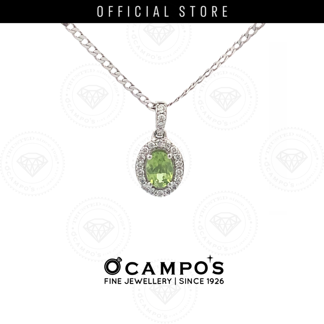 Celeste Cushion Cut Peridot with Halo Diamonds Pendant