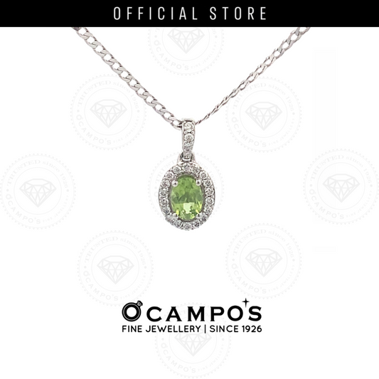 Celeste Cushion Cut Peridot with Halo Diamonds Pendant