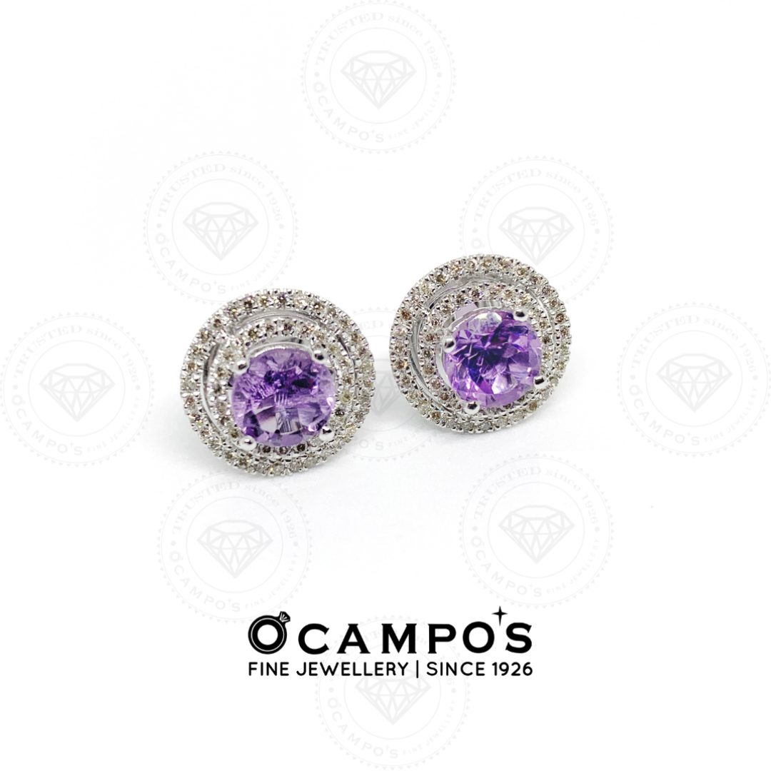 Round Amethyst Celeste White Gold