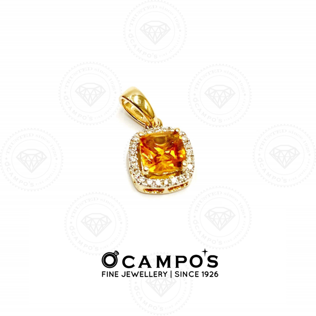Citrine Celeste with Diamonds Pendant