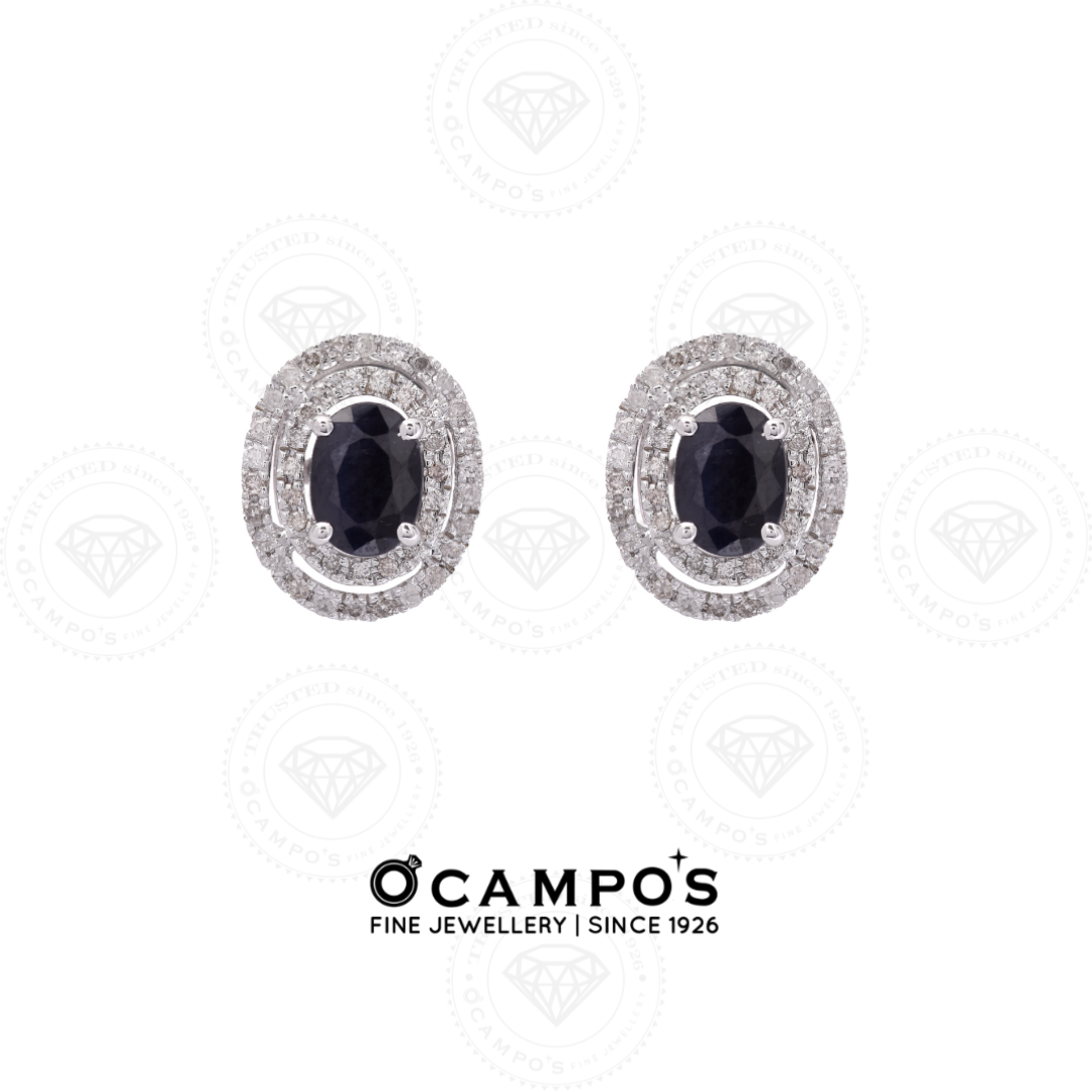Blue Sapphire Celeste with Diamonds Earrings