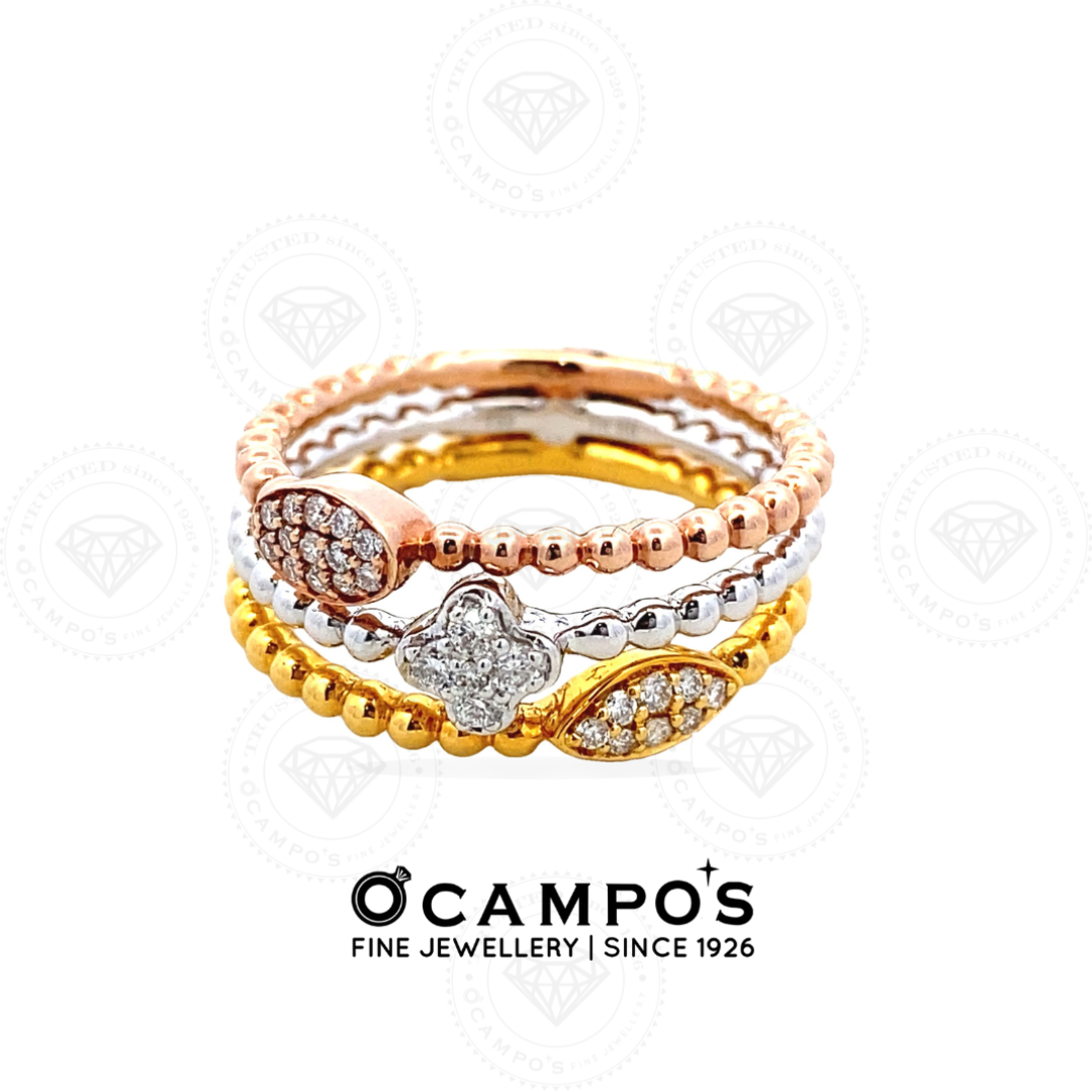 ALICE 3LAYER RING 18Karat TRICOLOR LADYS RING