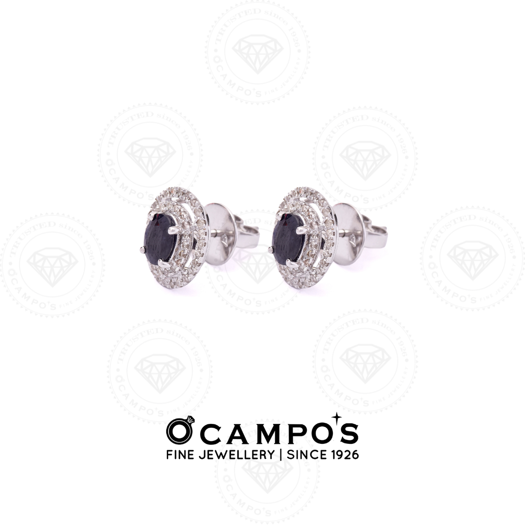 Blue Sapphire Celeste with Diamonds Earrings