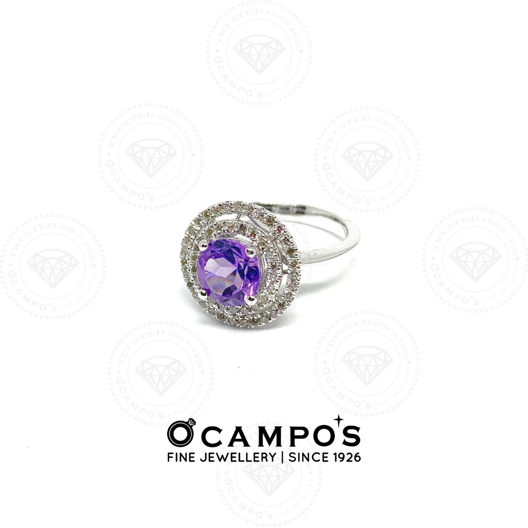 Round Amethyst Celeste White Gold