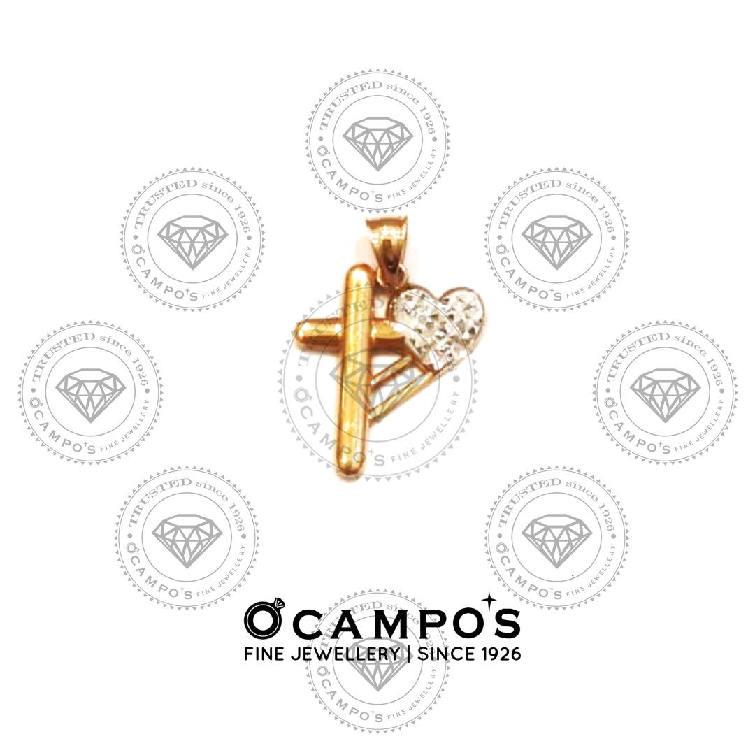 Emma Cross & Heart Pendant -Two Tone