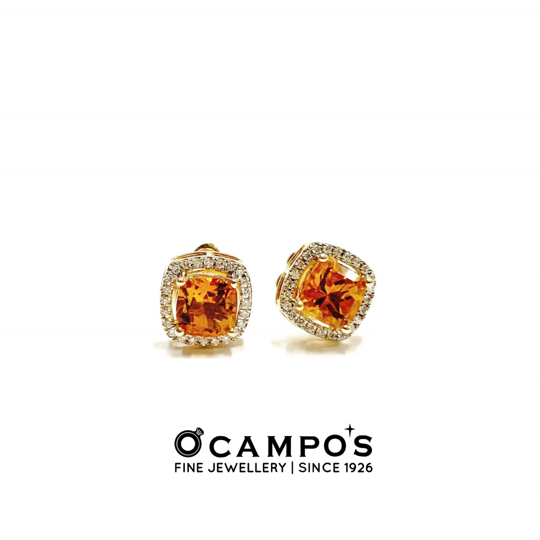 Citrine Celeste with Diamonds Earrings