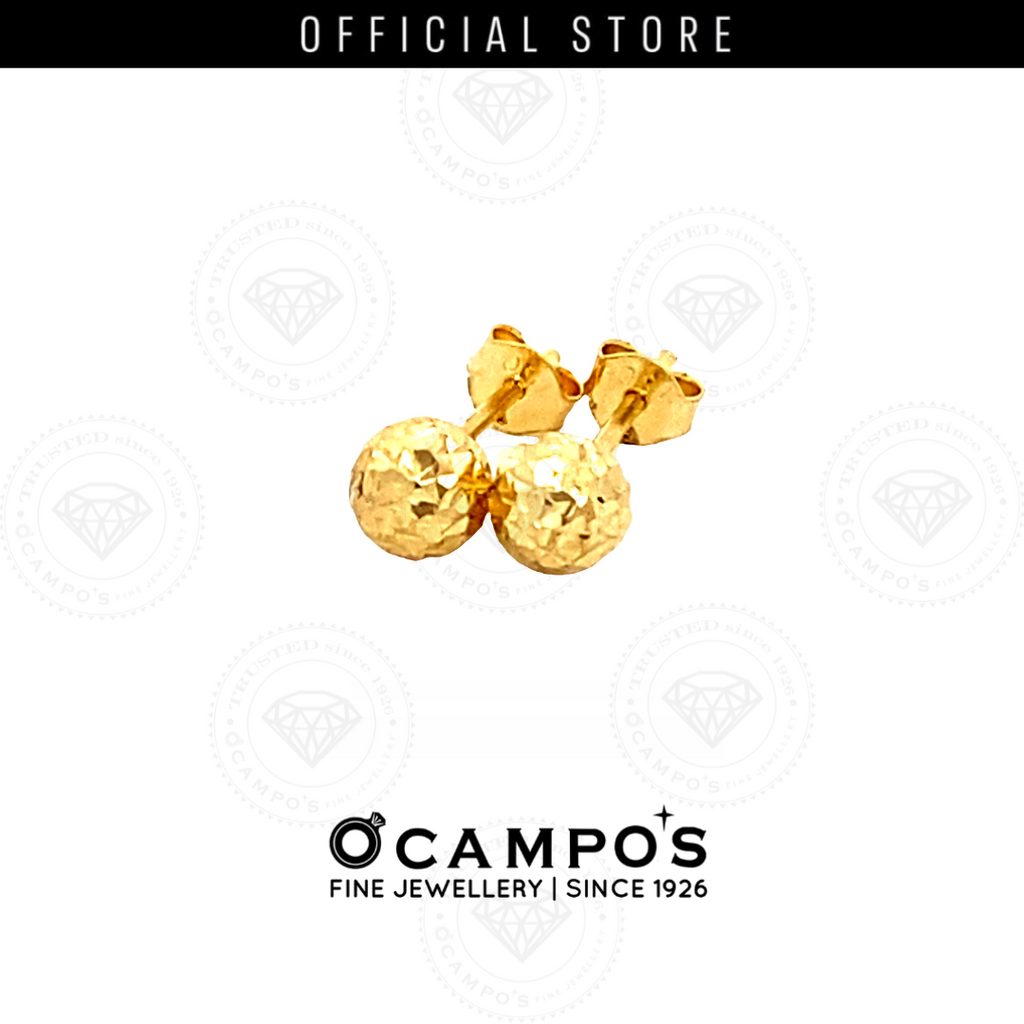 Stella Stud Earrings 18K Yellow Gold Balls Diacut Design (SOLD PER PIECE)