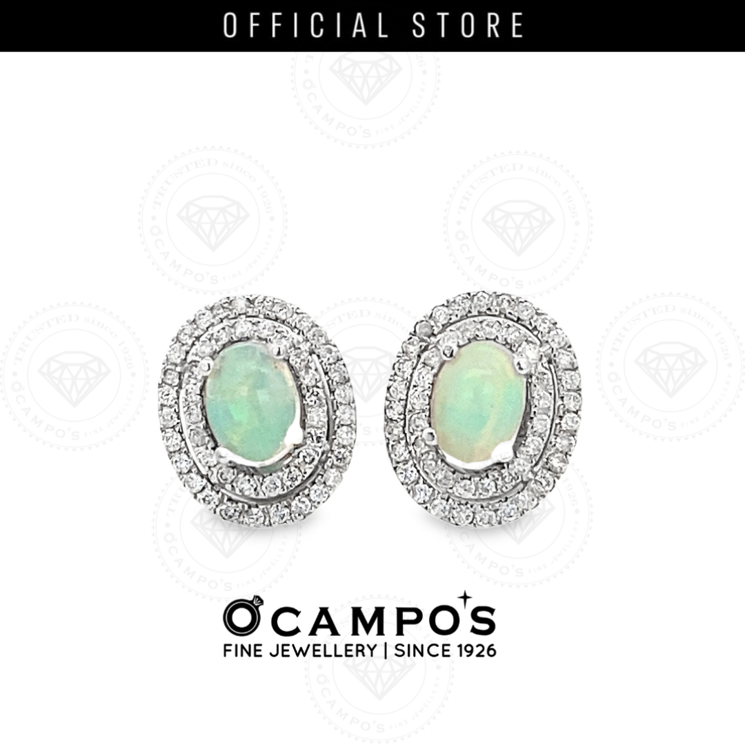 Levie Halo Opal Earrings