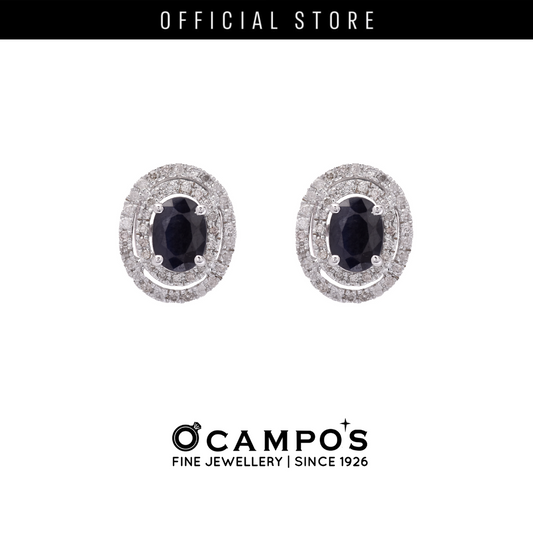 Blue Sapphire Celeste with Diamonds Earrings