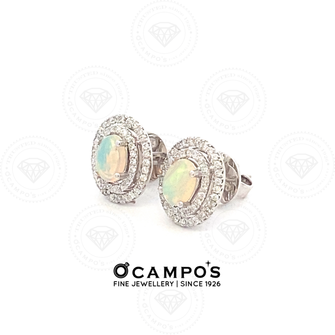 Levie Halo Opal Earrings