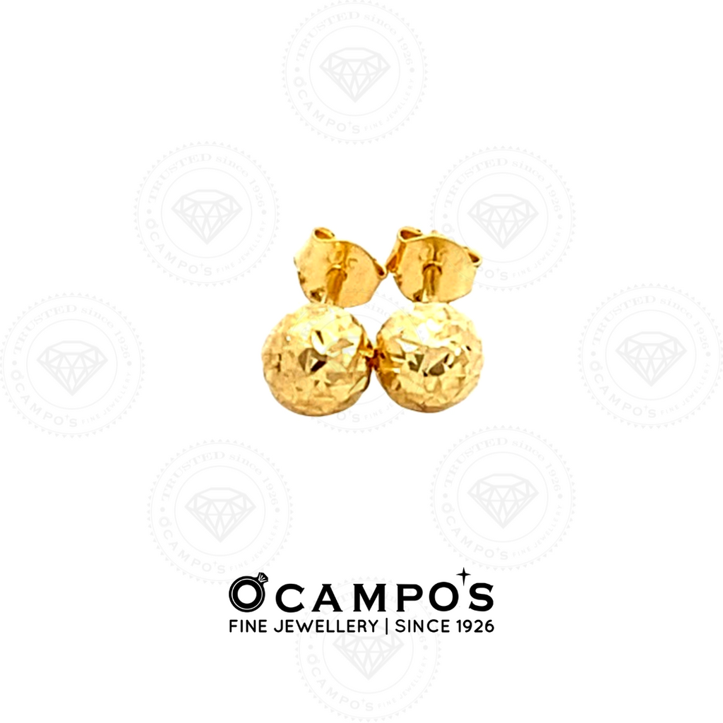 Stella Stud Earrings 18K Yellow Gold Balls Diacut Design (SOLD PER PIECE)