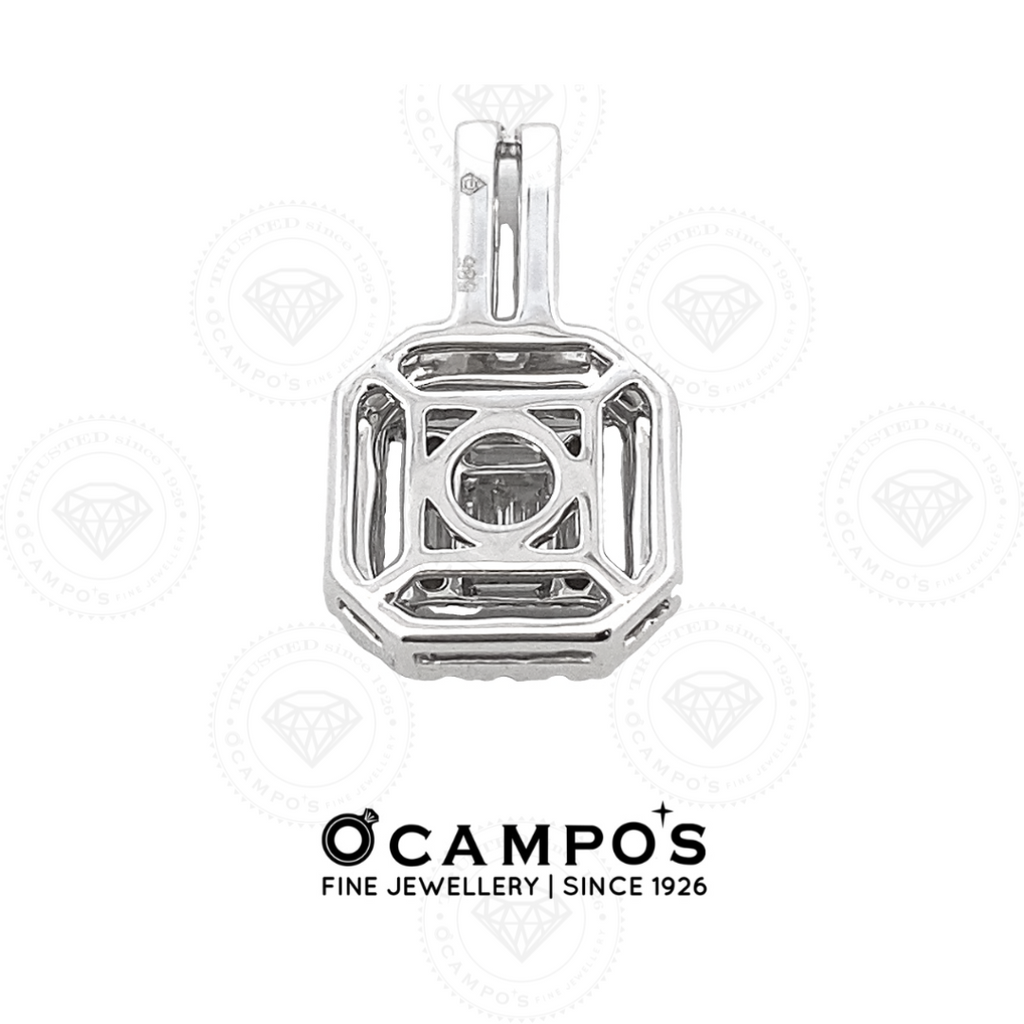 Princess Baguette Cut  Diamond Pendant - White Gold