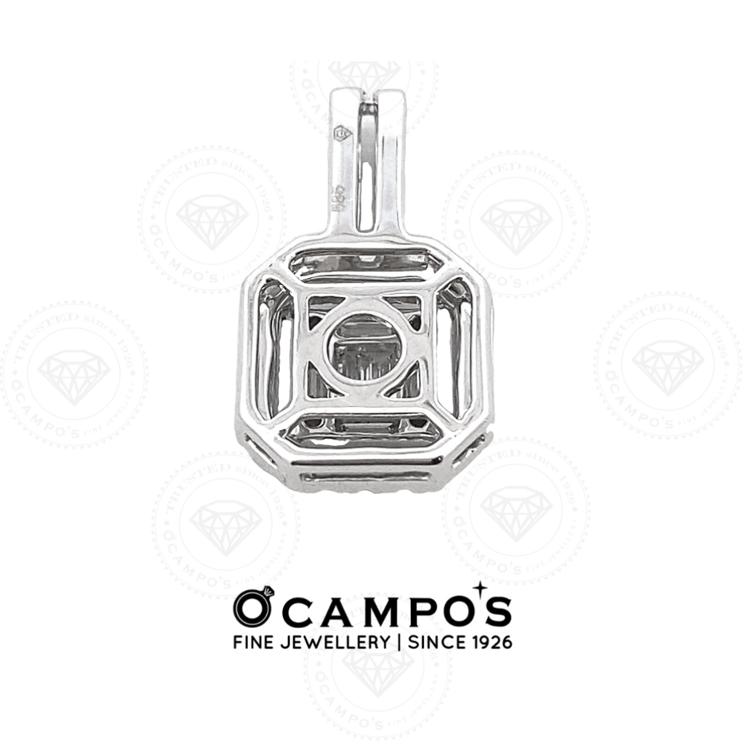 Princess Baguette Cut  Diamond Pendant - White Gold