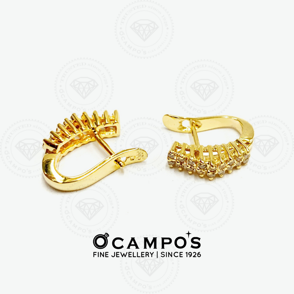 Cleo Pyramid Diamond Earrings - Yellow Gold