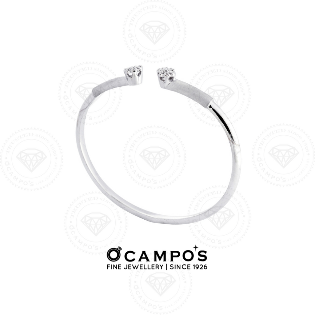 Dahlia Diamond Bangle - White Gold