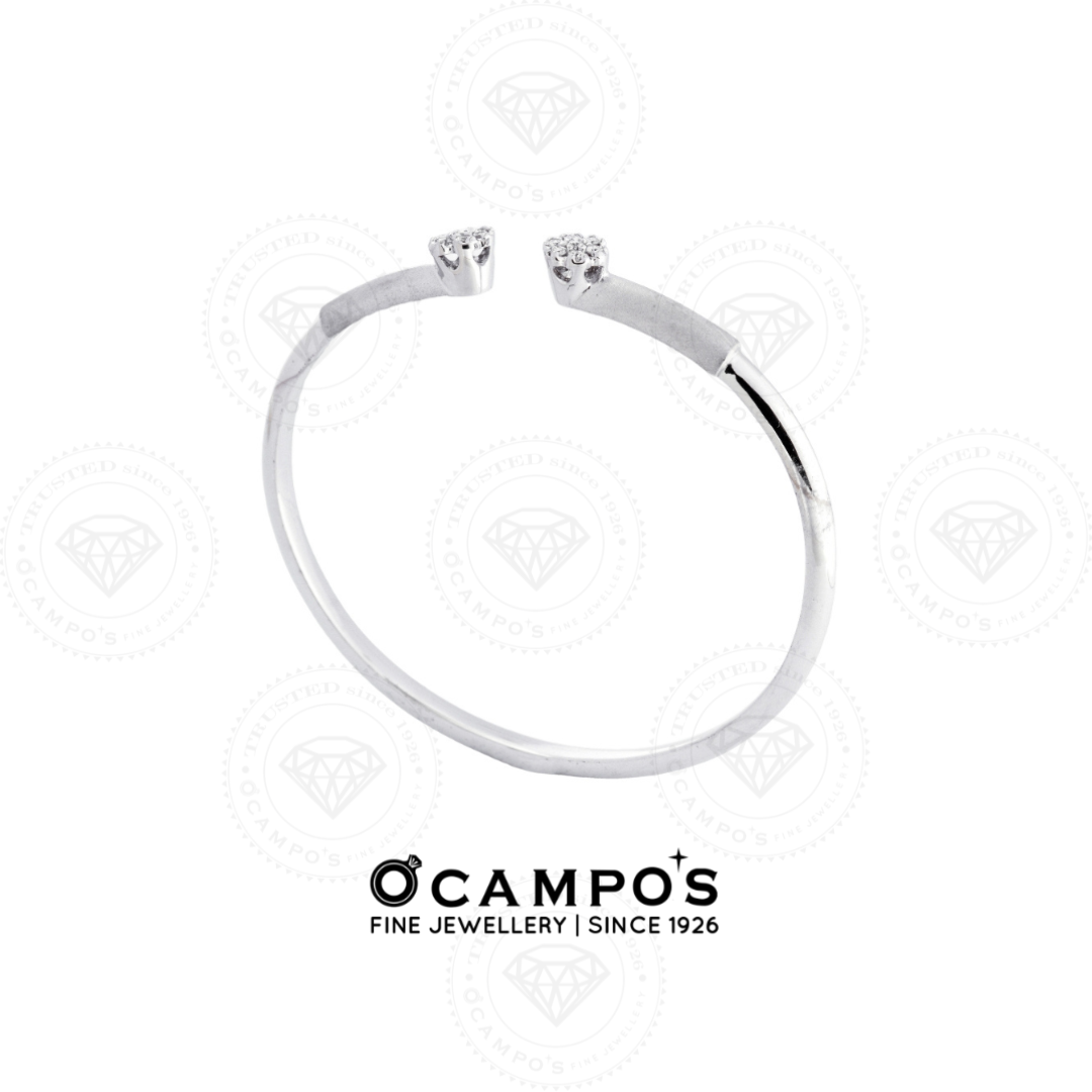 Dahlia Diamond Bangle - White Gold