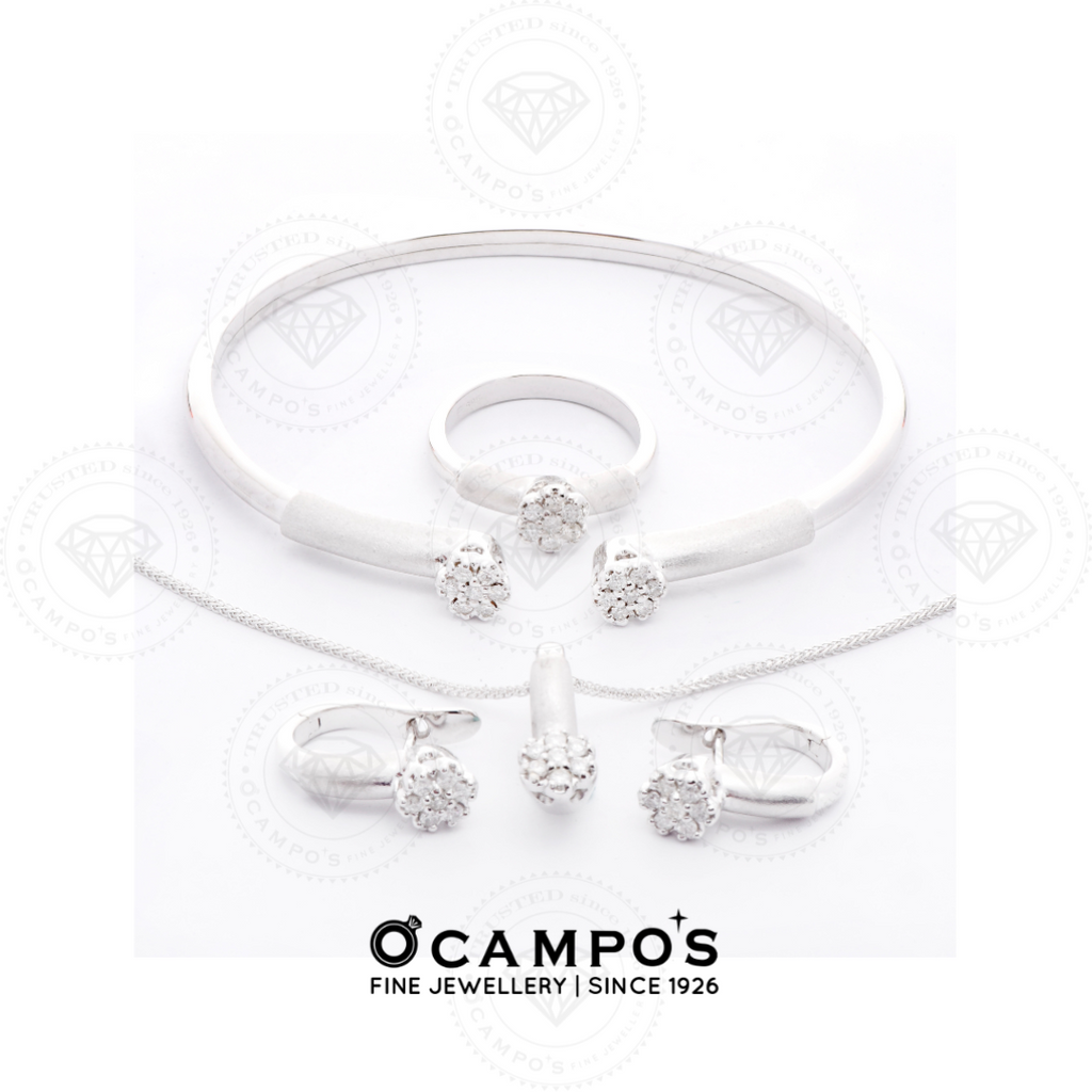 Dahlia Diamond Bangle - White Gold