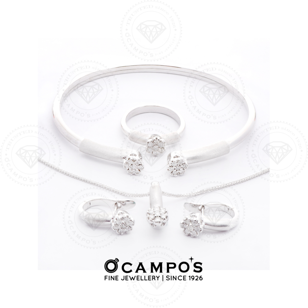 Dahlia Diamond Bangle - White Gold