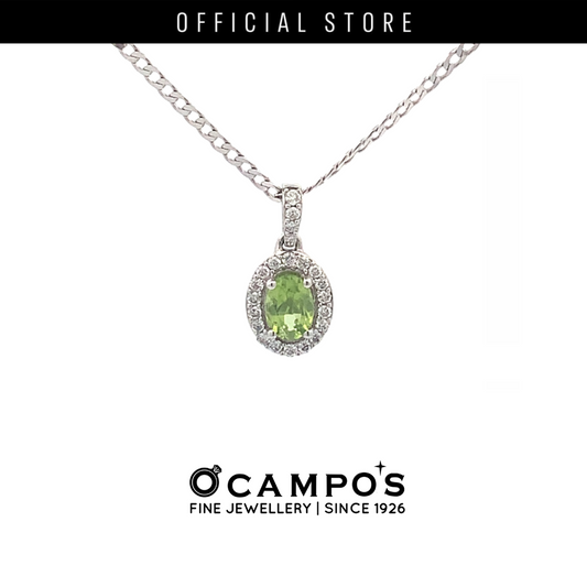 Celeste Cushion Cut Peridot with Halo Diamonds Pendant