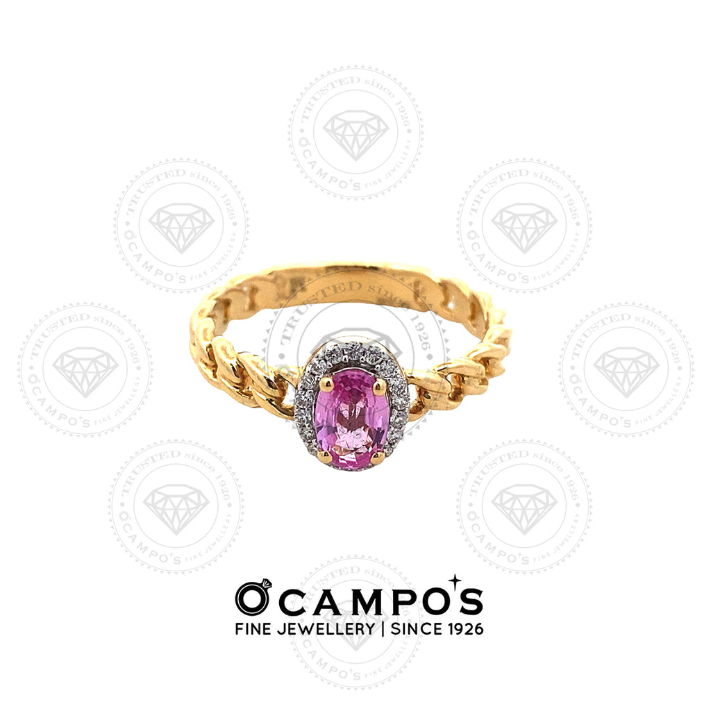 FLORA RING 18KARAT YELLOW GOLD PINK STONE