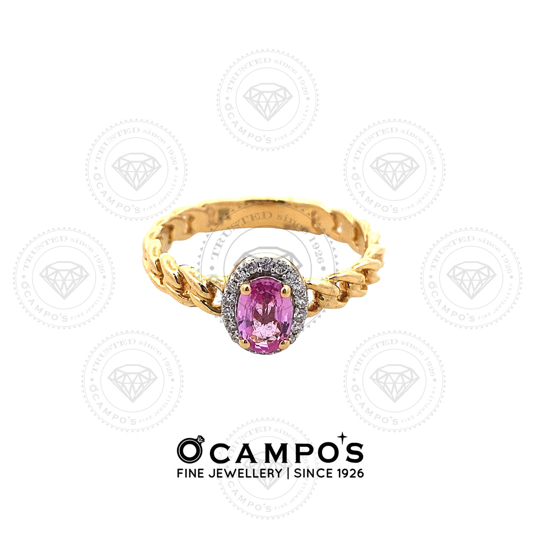 FLORA RING 18KARAT YELLOW GOLD PINK STONE
