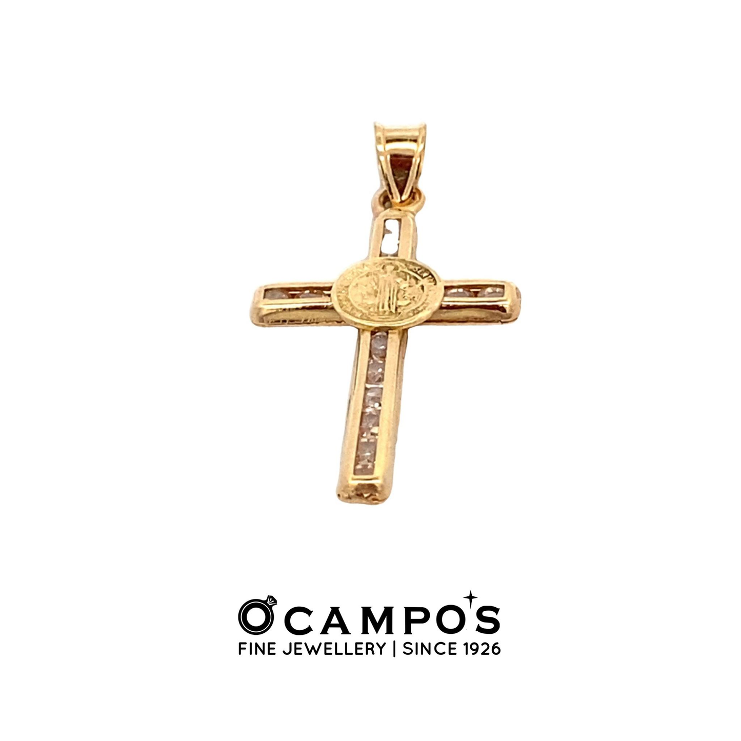 Cross 18K Yellow Gold Pendant Circle Point