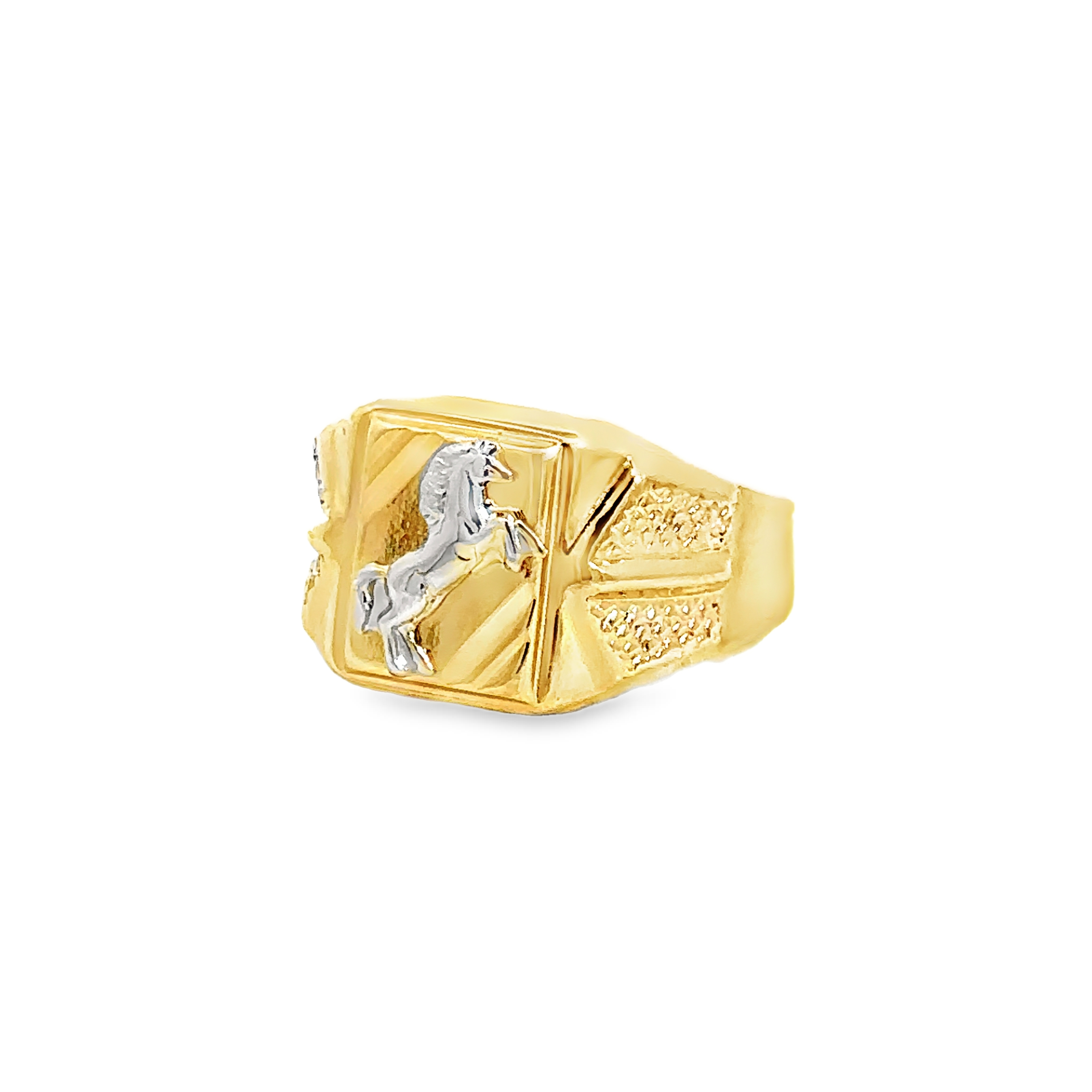 Zeneira 18 Karat Yellow Gold Mens Ring Horse Design Size 9.5