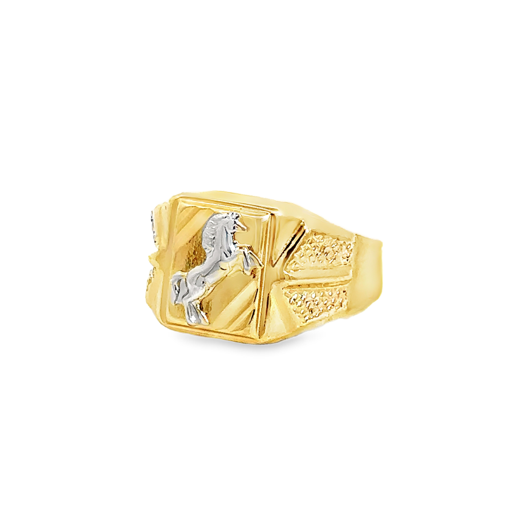 Zeneira 18 Karat Yellow Gold Mens Ring Horse Design Size 9.5