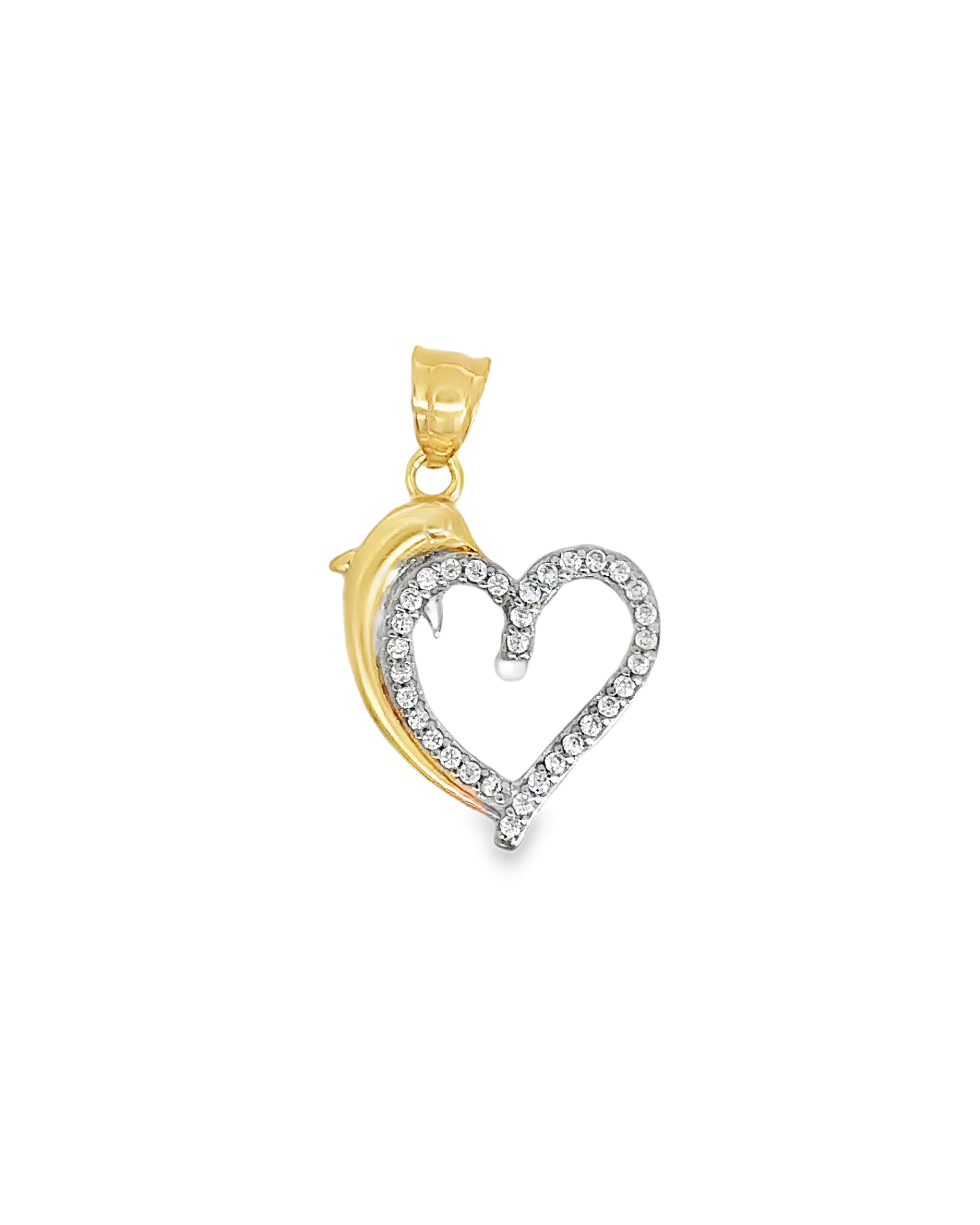 Tyche 18 Karat Yellow Gold Heart with Dolphin Pendant