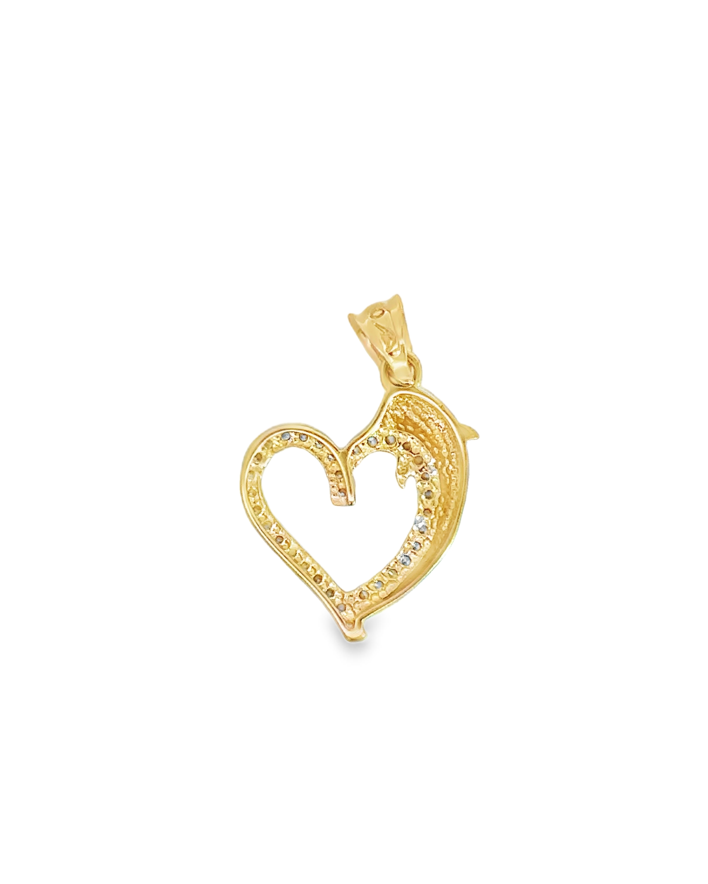 Tyche 18 Karat Yellow Gold Heart with Dolphin Pendant