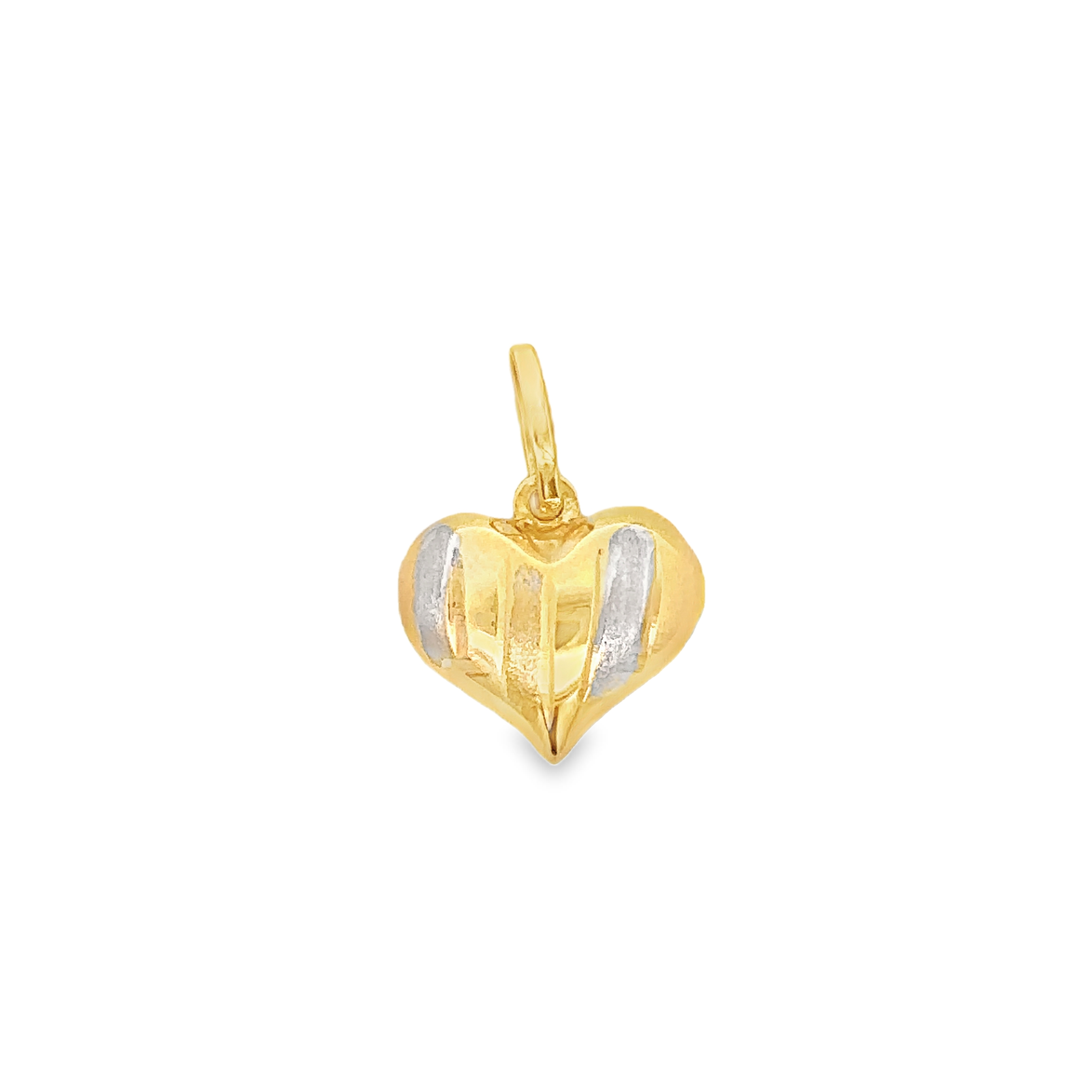 Yris 18 Karat 2 Tone Pendant Pop Heart With Line Design Small