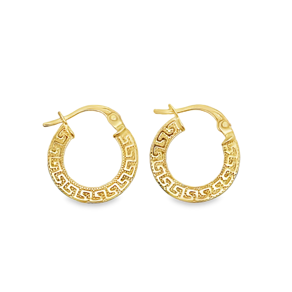 Leda 18 Karat Yellow Gold Loop Earring Round with Image Design