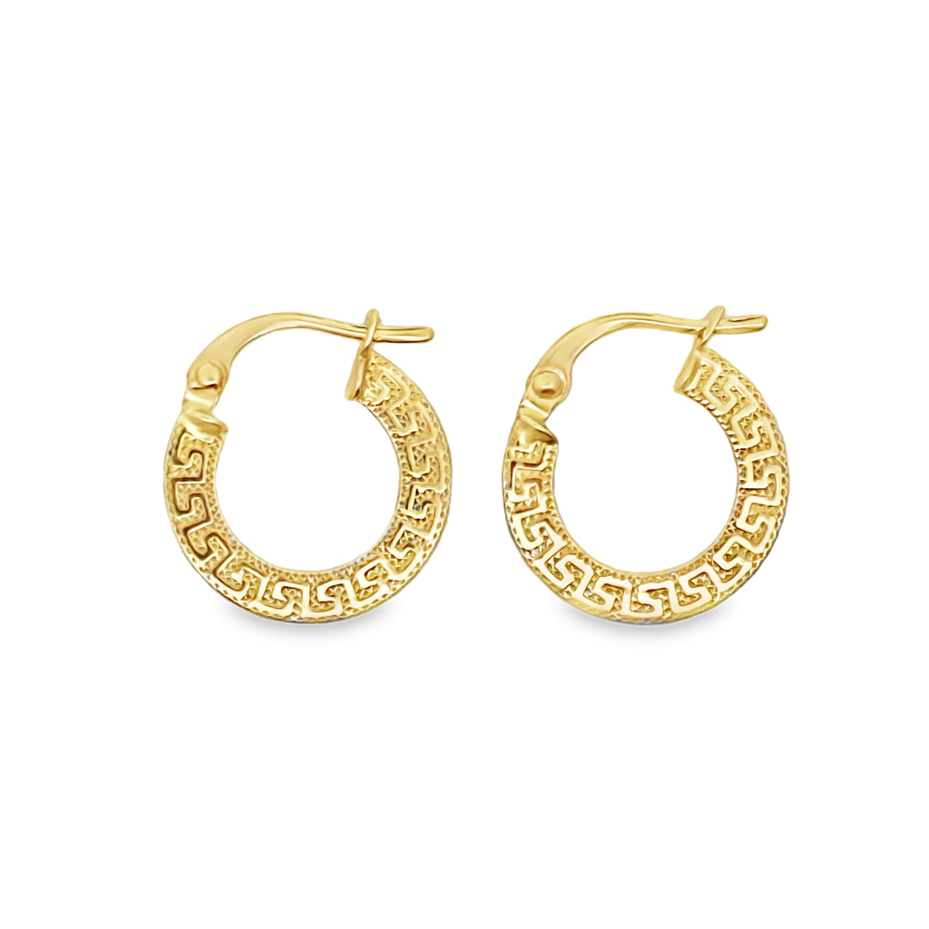 Leda 18 Karat Yellow Gold Loop Earring Round with Image Design