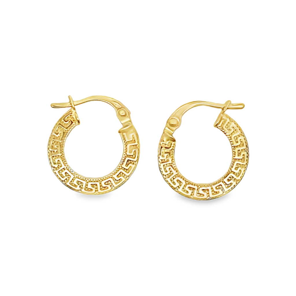 Leda 18 Karat Yellow Gold Loop Earring Round with Image Design