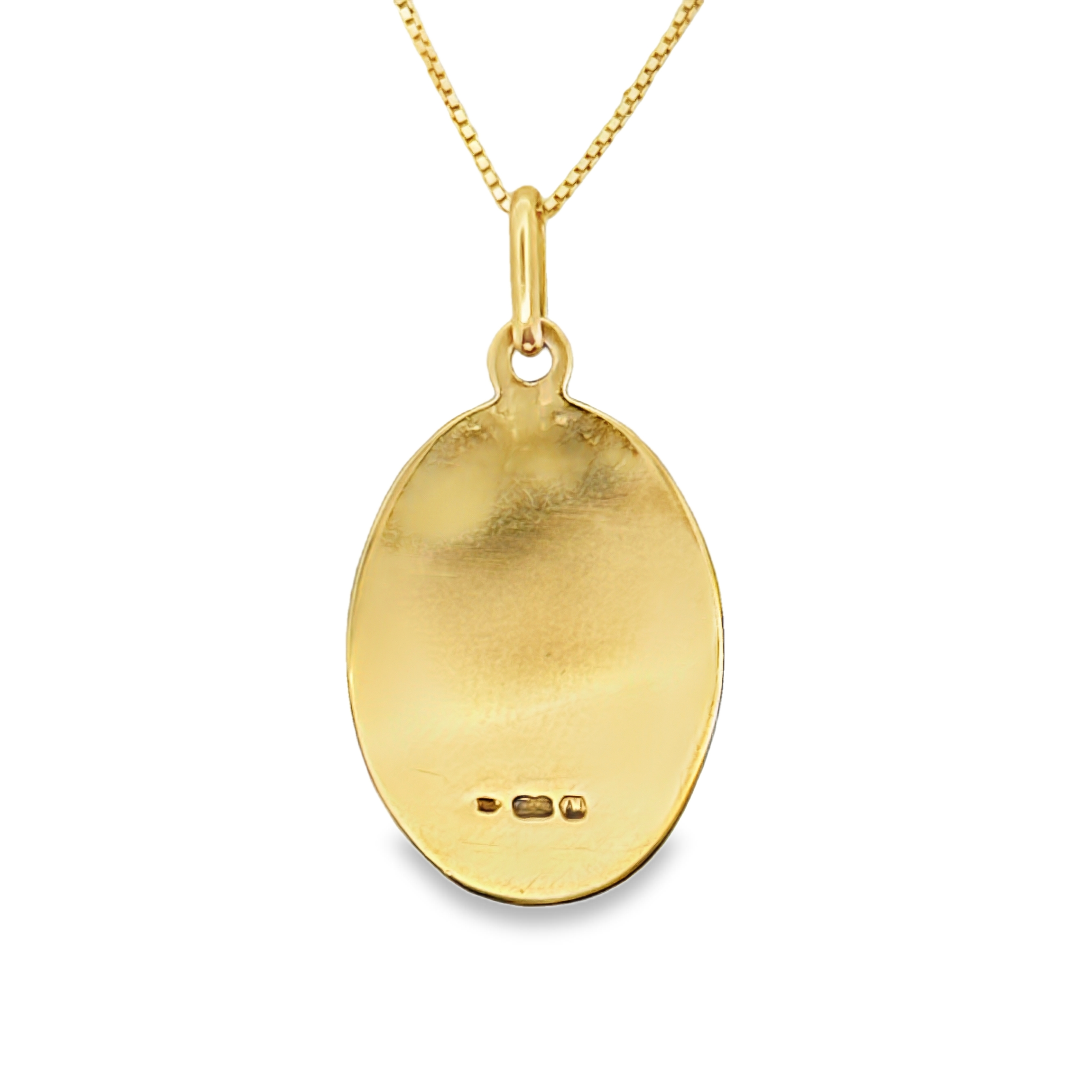 18 Karat Yellow Gold Pendant with Religious Image