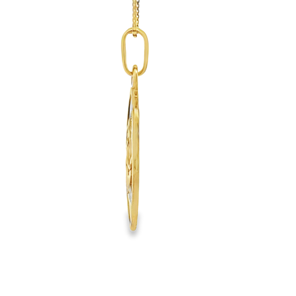 18 Karat Yellow Gold Pendant with Religious Image