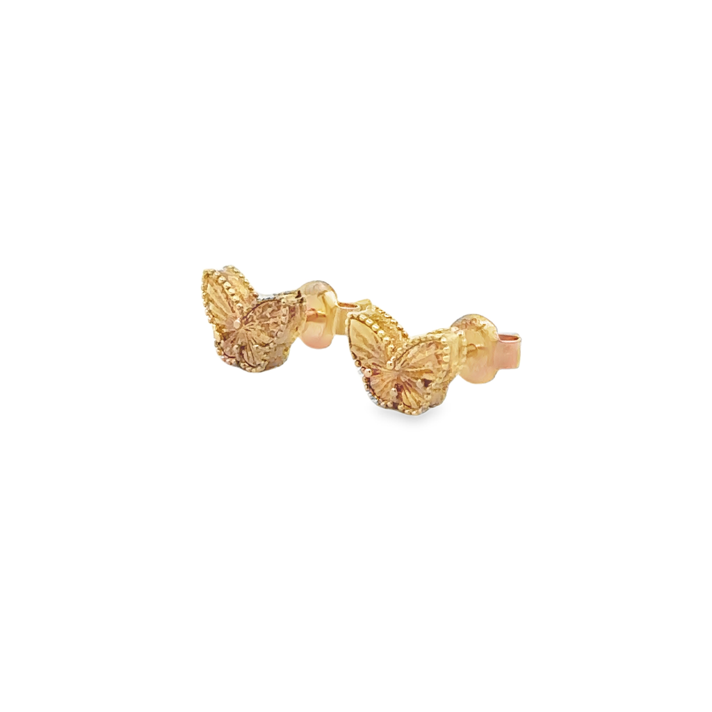 Yanna 18 Karat Yellow Gold Stud Earring Butterfly Inspired Design