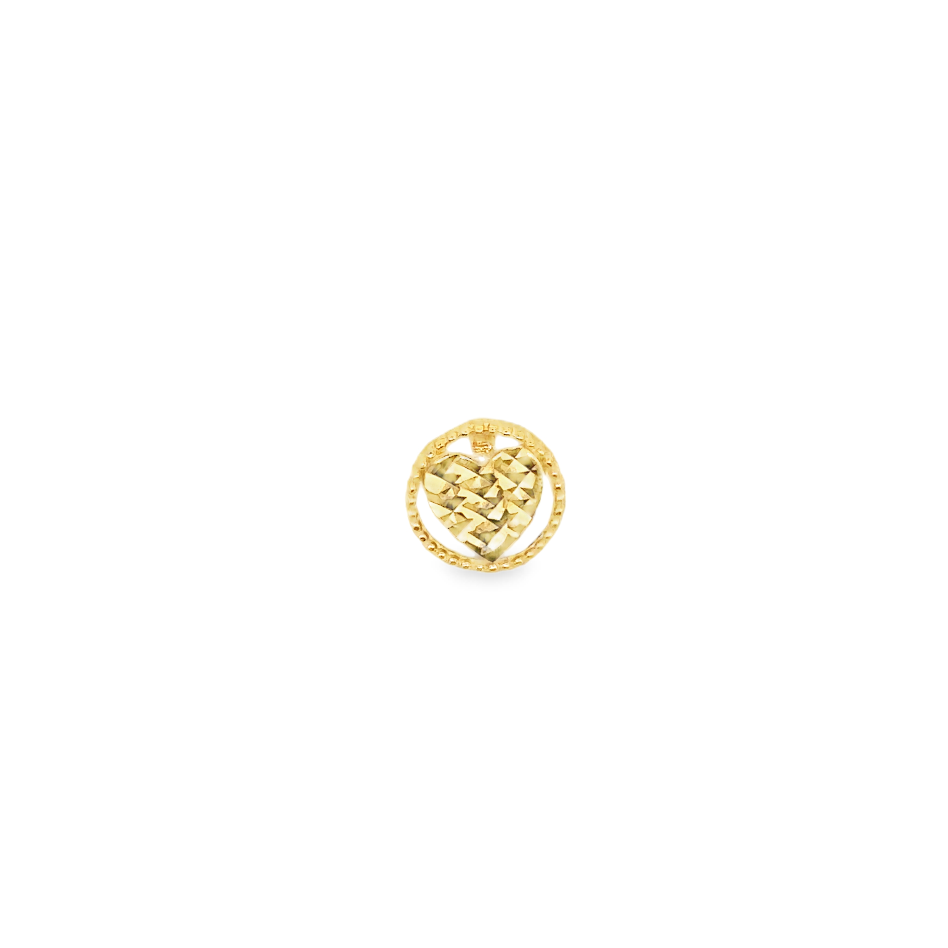 Orsa 18 Karat Yellow Gold Round Pendant With Heart Diamond Cut Design