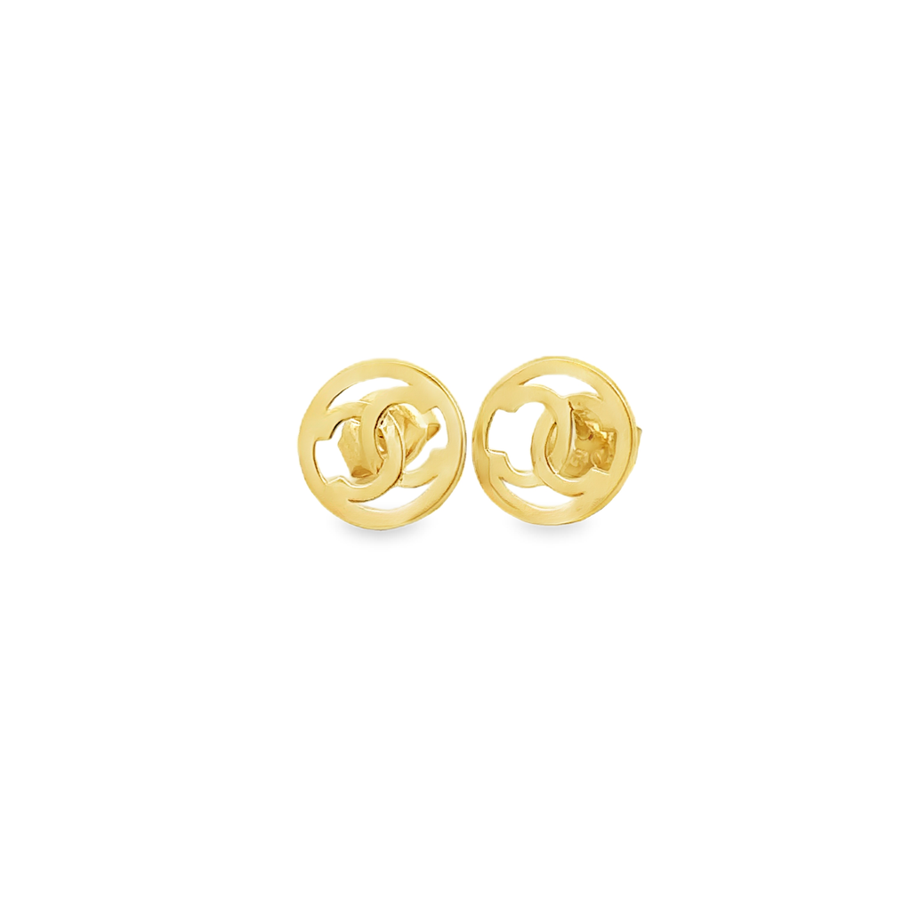 Cassia 18 Karat Yellow Gold Stud Earring Round Channel Design