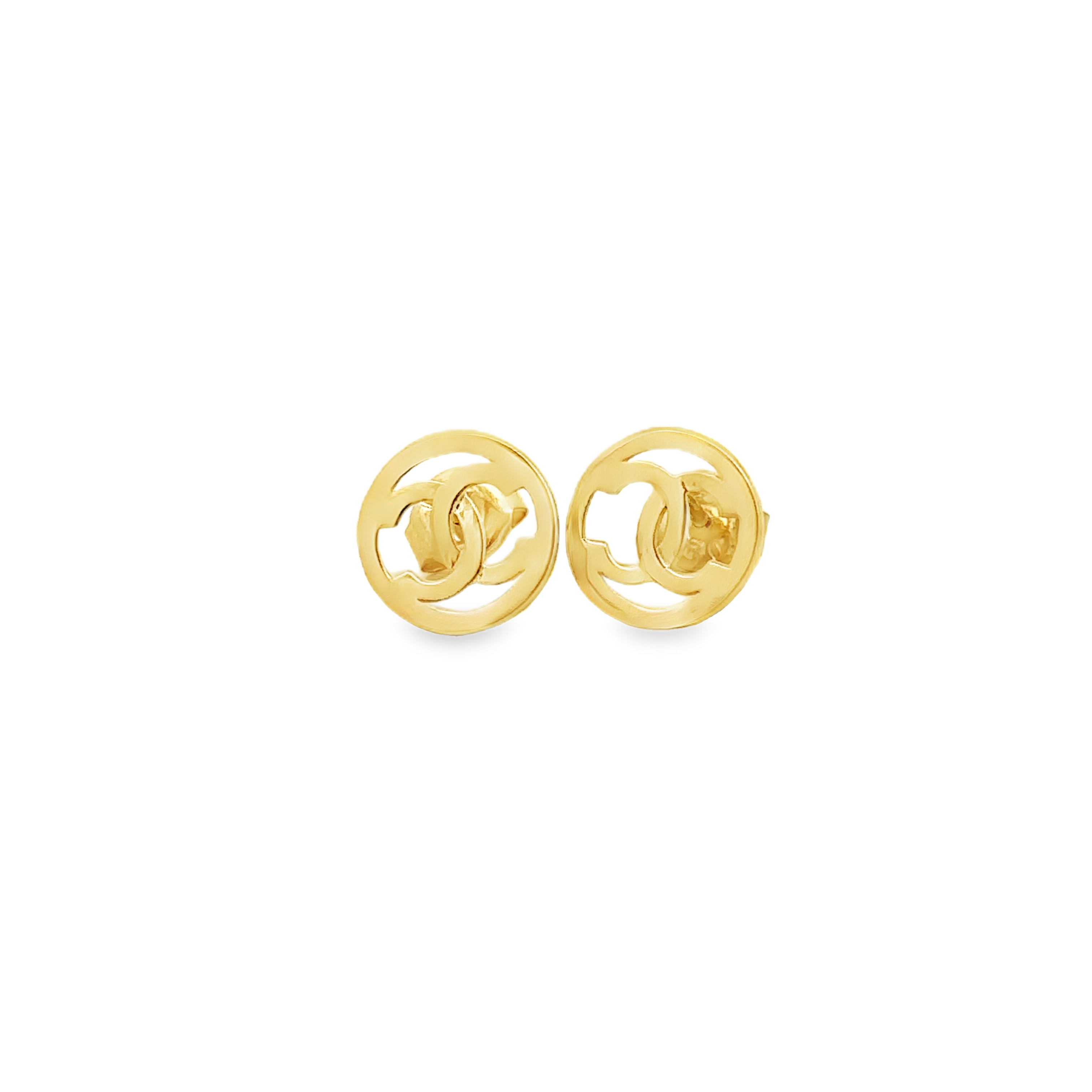 Cassia 18 Karat Yellow Gold Stud Earring Round Channel Design
