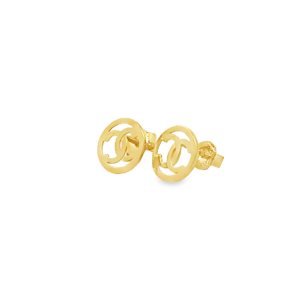 Cassia 18 Karat Yellow Gold Stud Earring Round Channel Design